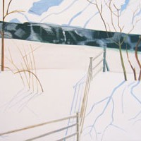 Gihon River Thaw – Johnson VT, 2005,
oil on linen,
38 x 60 inches