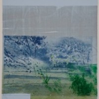 David Freed, Blue Heat, 2008-2009, Woodblock, etching, pastel on paper, 30 x 22 inches