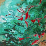 Jiha Moon,  West Wind, 2009,  Ink and acrylic on Hanji paper over canvas,  10 x 10 inches