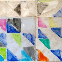 Don Crow, Soundings # 7, 2010, Acrylic on paper on burlap on panel, 22 x 28 inches