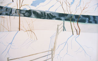 Gihon River Thaw – Johnson VT, 2005,  oil on linen,  38 x 60 inches