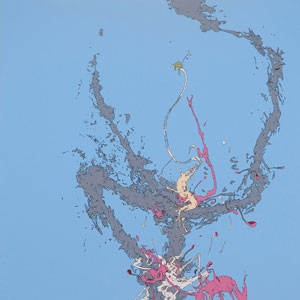 Glutch, 2007,  ink and enamel on canvas on board,  30 x 30 inches