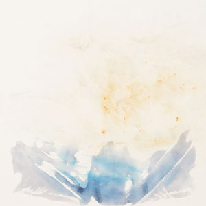 Current, 2004,  water media and smoke on rag,  paper, under shaved beeswax, mounted on primed panels,  33 x 33 inches