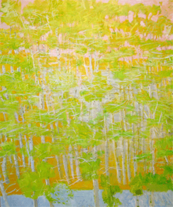 Birches by a Pond, 2007, oil on canvas, 79 x 68 inches