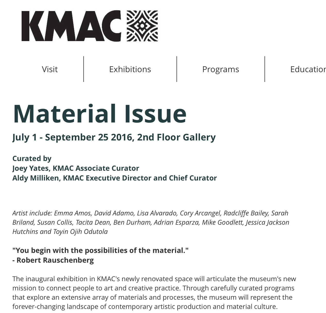 Ben Durham and Sarah Briland: KMAC Inaugural Exhibition