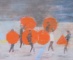 Andras Bality, Ice Red Umbrellas, 2017, oil on canvas, 7.5 x 9 inches